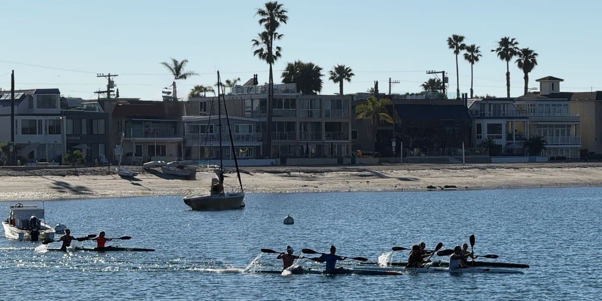 Outrigger paddlers on Mission Bay